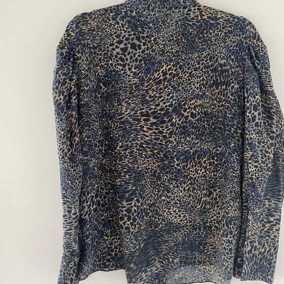 Kobi Halperin Women’s Blouse Size Medium Blue Brown Tan Silk Long Sleeve Silk - Picture 3 of 6